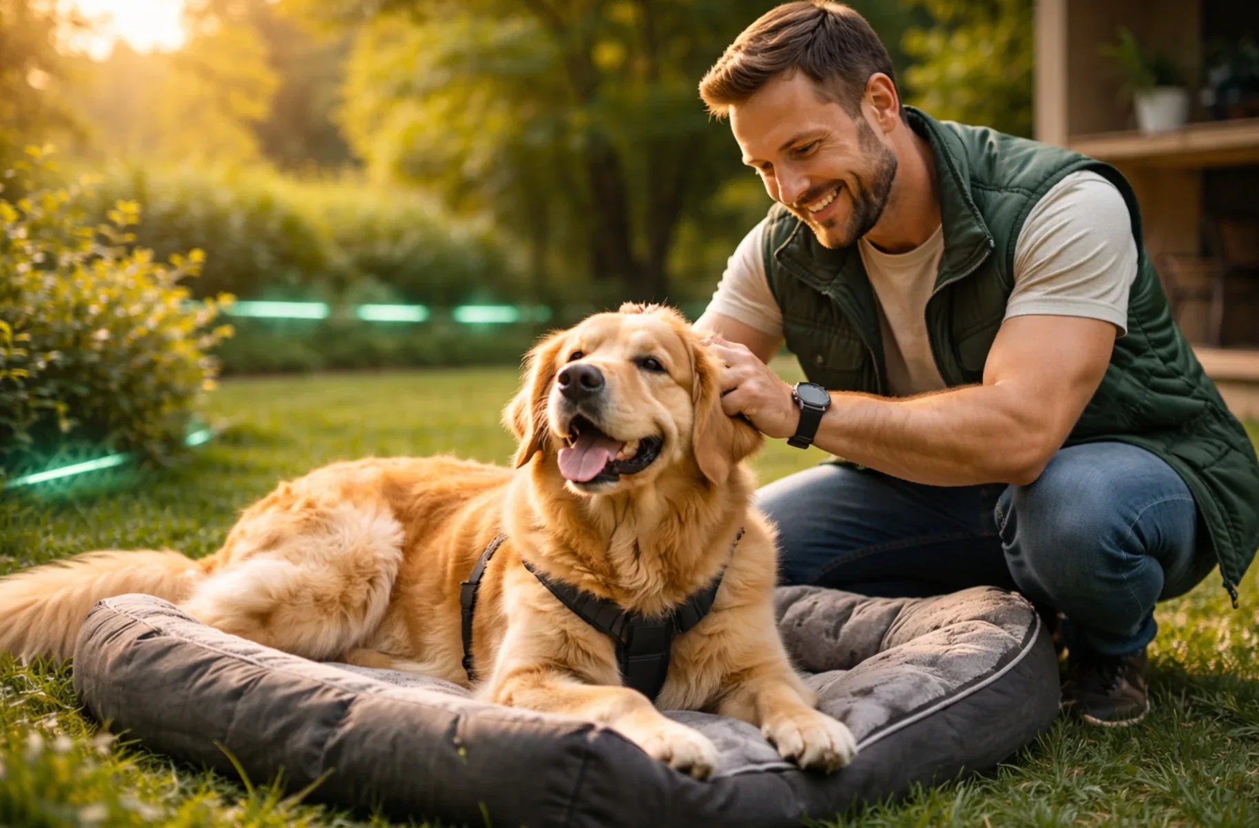 Dog sitter che gioca con un cane al parco a Ascoli Piceno